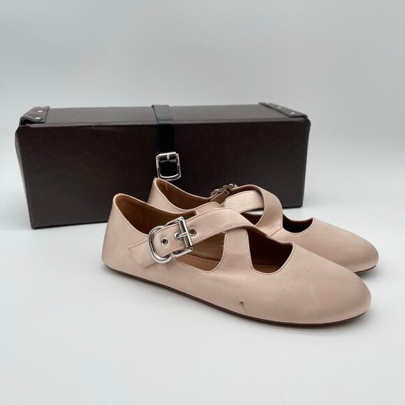 ALAIA | Criss Cross Satin Ballet Flat in Nude Baby Pink w/ Box 36 - Picture 2 of 16